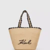Borsa da spiaggia K/Signature con bordi smerlati Borsa da spiaggia K/Signature con bordi smerlati