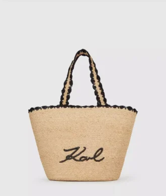 Borsa da spiaggia K/Signature con bordi smerlati