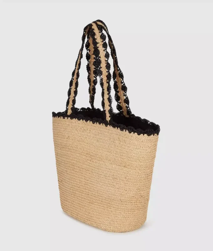 Borsa da spiaggia K/Signature con bordi smerlati Borsa da spiaggia K/Signature con bordi smerlati