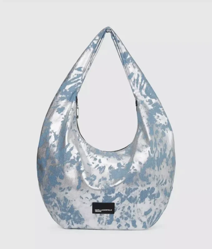 Borsa hobo grande in denim lucido Borsa hobo grande in denim lucido