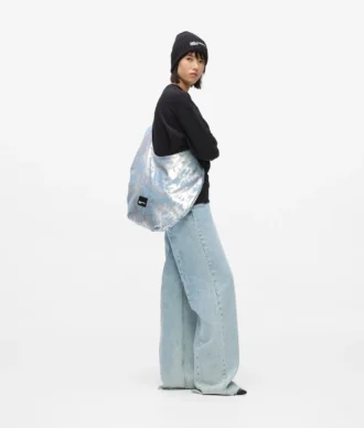 Borsa hobo grande in denim lucido