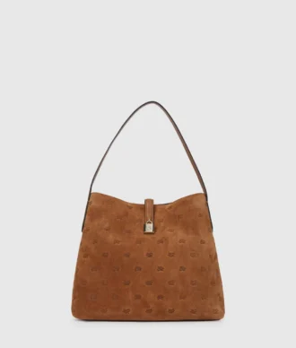 Borsa hobo in pelle scamosciata con lucchetto K/Autograph