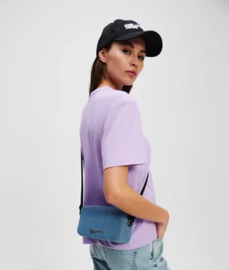 BORSA PER FOTOCAMERA IN DENIM CON LOGO IN METALLO