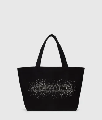 Borsa shopper con logo in strass