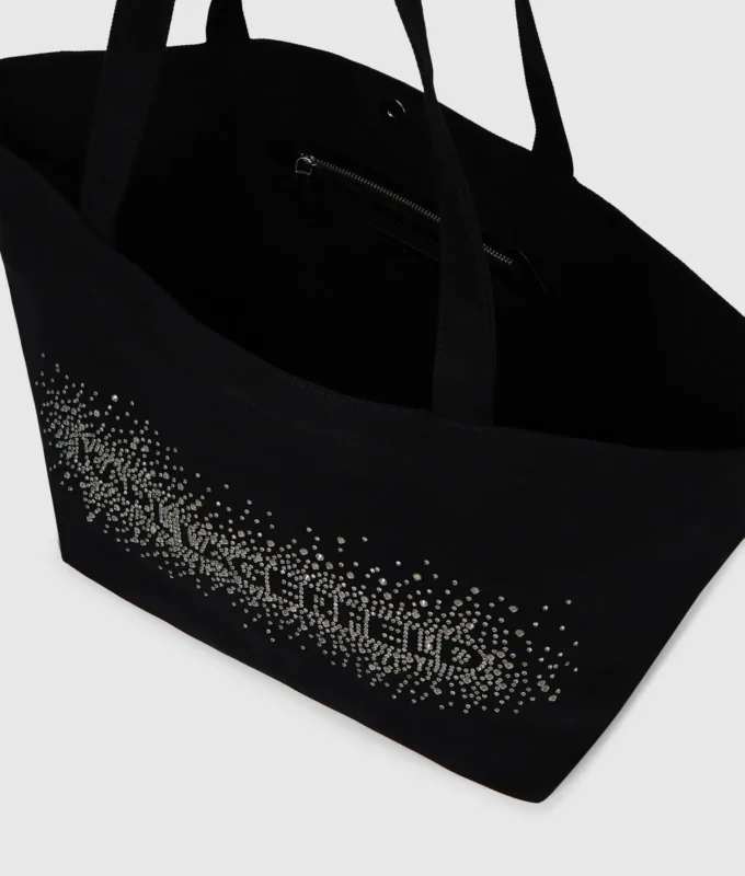 Borsa shopper con logo in strass Borsa shopper con logo in strass