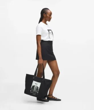 Borsa shopper con stampa fotografica Karl