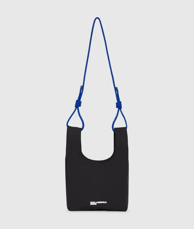 Borsa tote in nylon con cordino Borsa tote in nylon con cordino