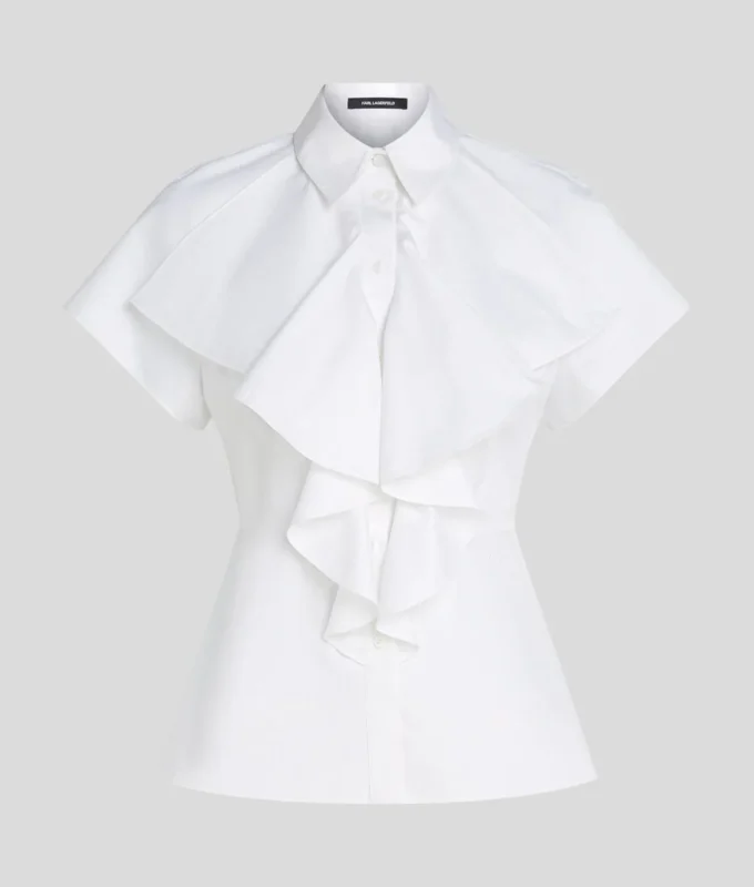 CAMICIA A MANICHE CORTE CON VOLANT CAMICIA A MANICHE CORTE CON VOLANT