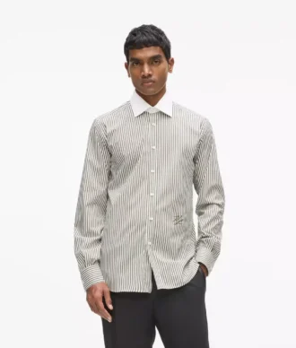 Camicia a righe con colletto a contrasto
