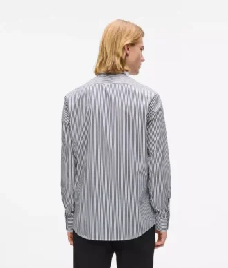 Camicia a righe con colletto a contrasto