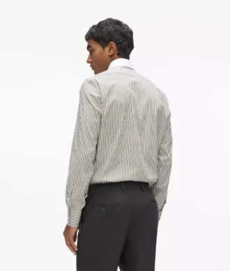 Camicia a righe con colletto a contrasto
