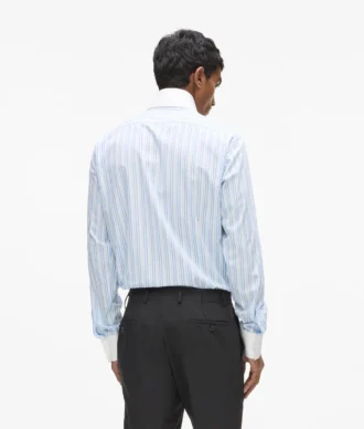 Camicia a righe con colletto a contrasto