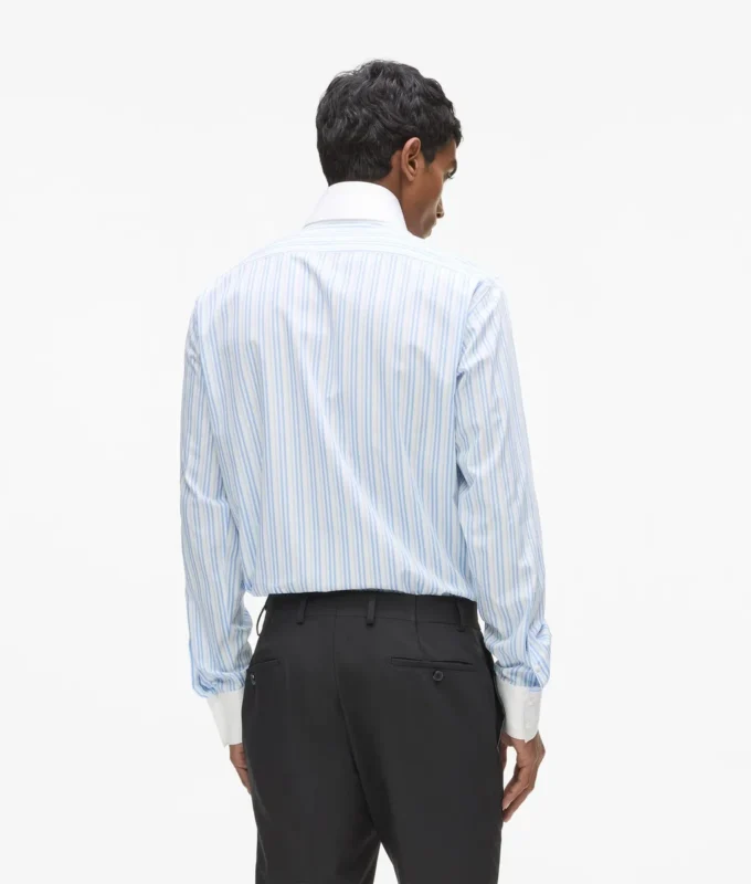 Camicia a righe con colletto a contrasto Camicia a righe con colletto a contrasto