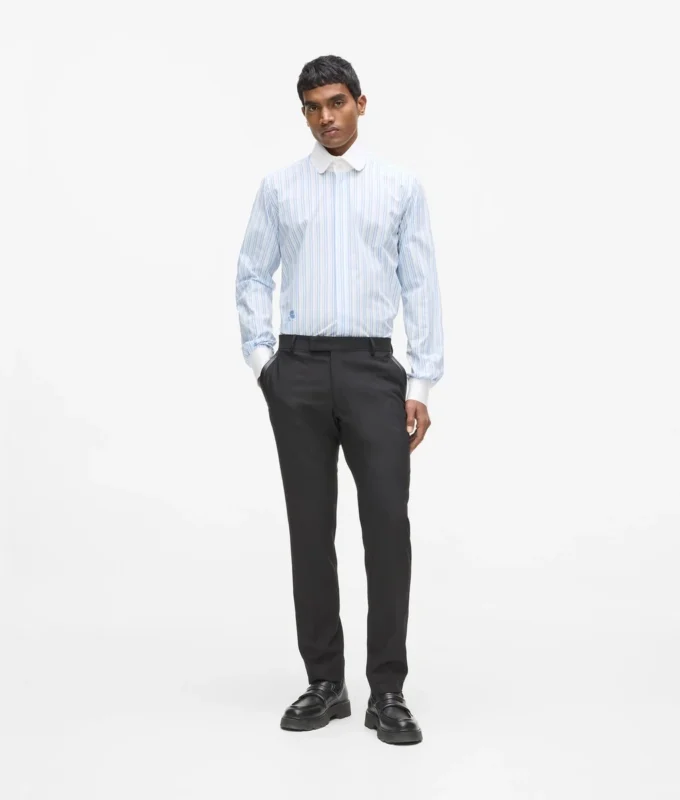 Camicia a righe con colletto a contrasto Camicia a righe con colletto a contrasto