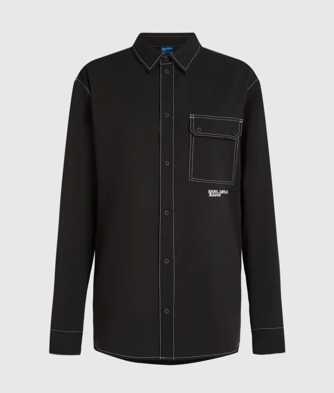Camicia con cuciture a contrasto