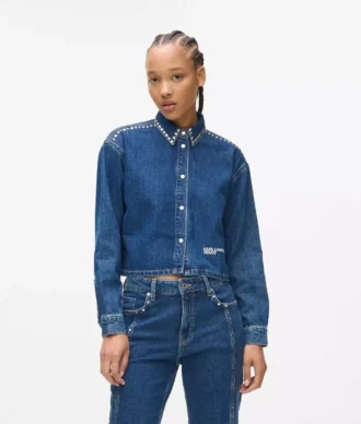Camicia in denim con borchie Camicia in denim con borchie