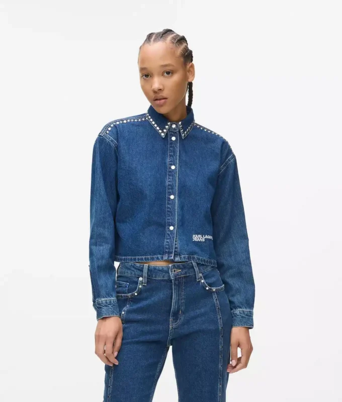 Camicia in denim con borchie