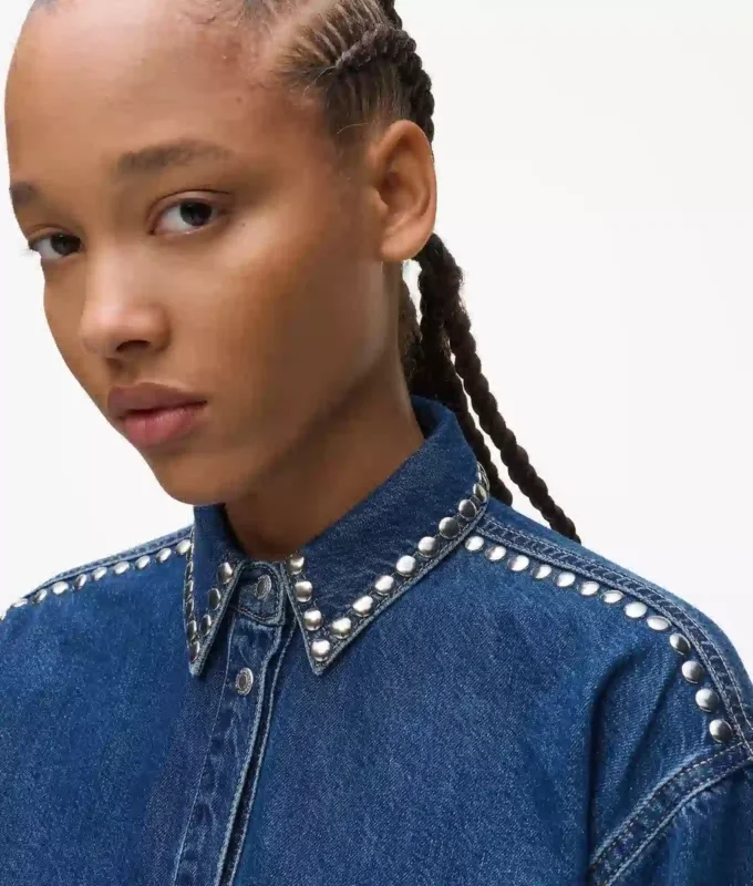 Camicia in denim con borchie