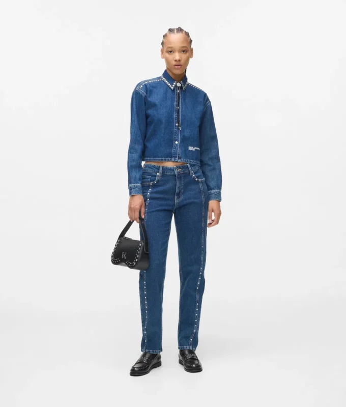 Camicia in denim con borchie