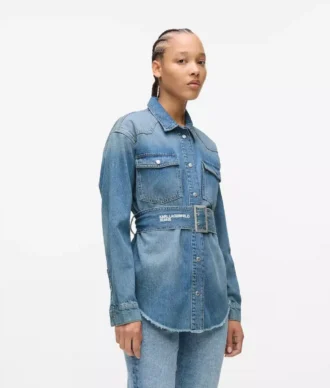 Camicia in denim con cintura Camicia in denim con cintura