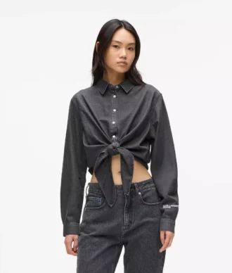 Camicia in denim con lacci sul davanti