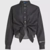 Camicia in denim con lacci sul davanti Camicia in denim con lacci sul davanti