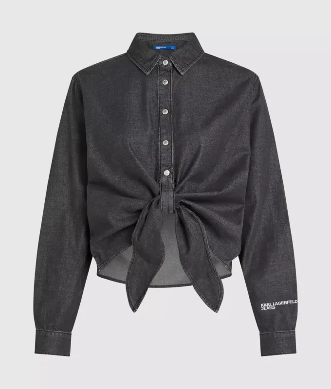 Camicia in denim con lacci sul davanti Camicia in denim con lacci sul davanti