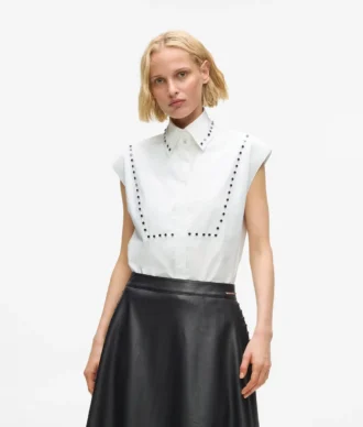Camicia in popeline con borchie