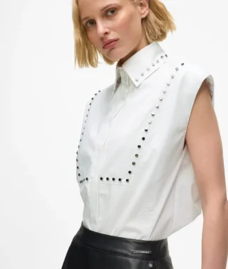 Camicia in popeline con borchie