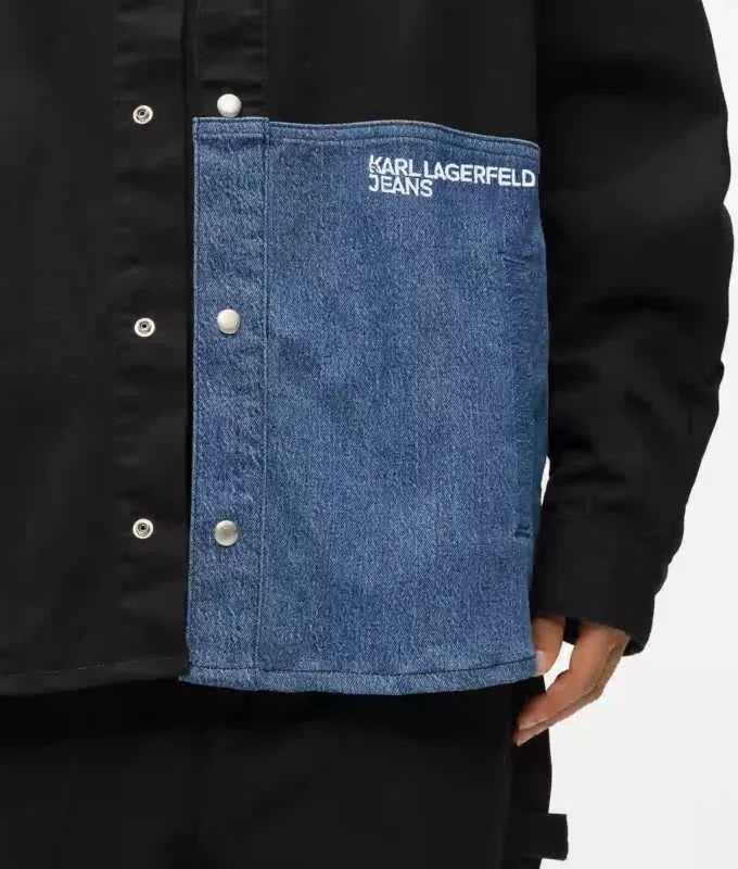 Camicia oversize con inserti in denim