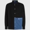 Camicia oversize con inserti in denim