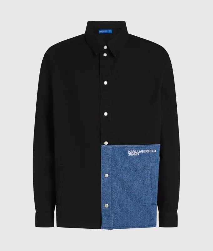 Camicia oversize con inserti in denim