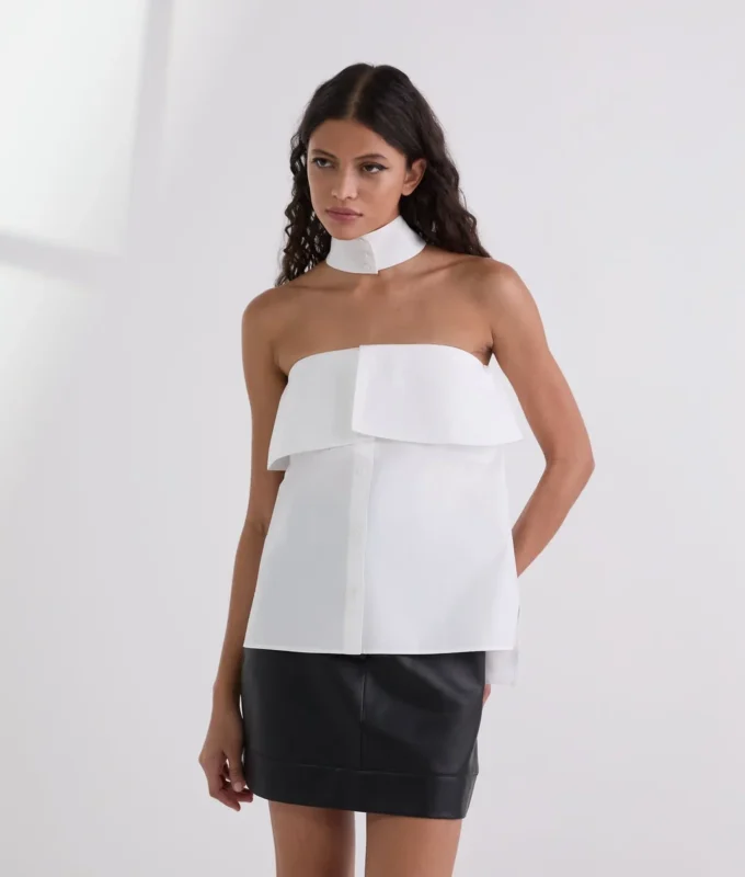 CAMICIA SENZA SPALLINE IN POPLINE CAMICIA SENZA SPALLINE IN POPLINE