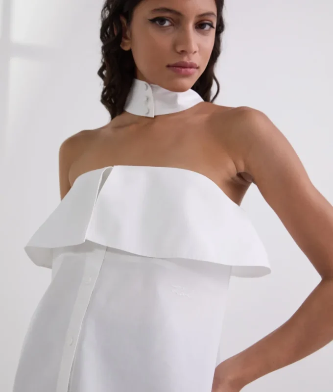 CAMICIA SENZA SPALLINE IN POPLINE CAMICIA SENZA SPALLINE IN POPLINE