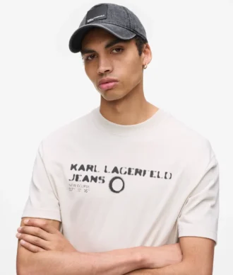 Cappellino in denim con logo box