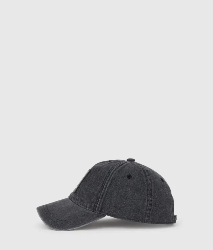 Cappellino in denim con logo box