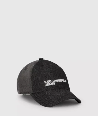 Cappellino in denim scuro bicolore