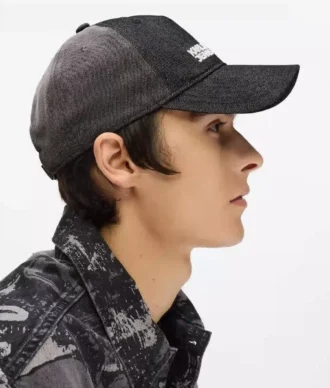 Cappellino in denim scuro bicolore