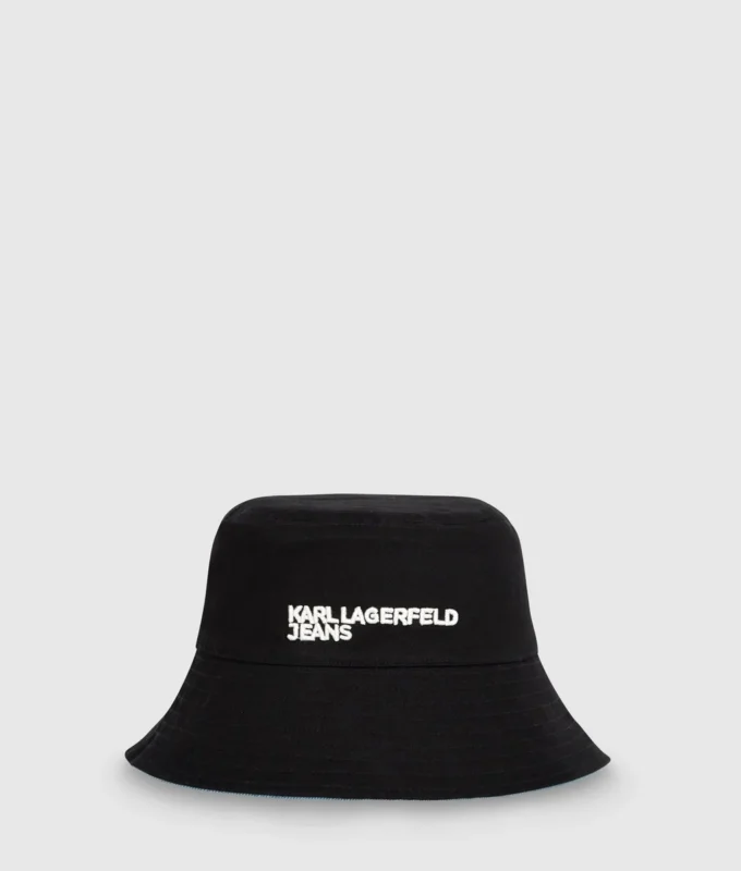 Cappello a secchiello in denim reversibile