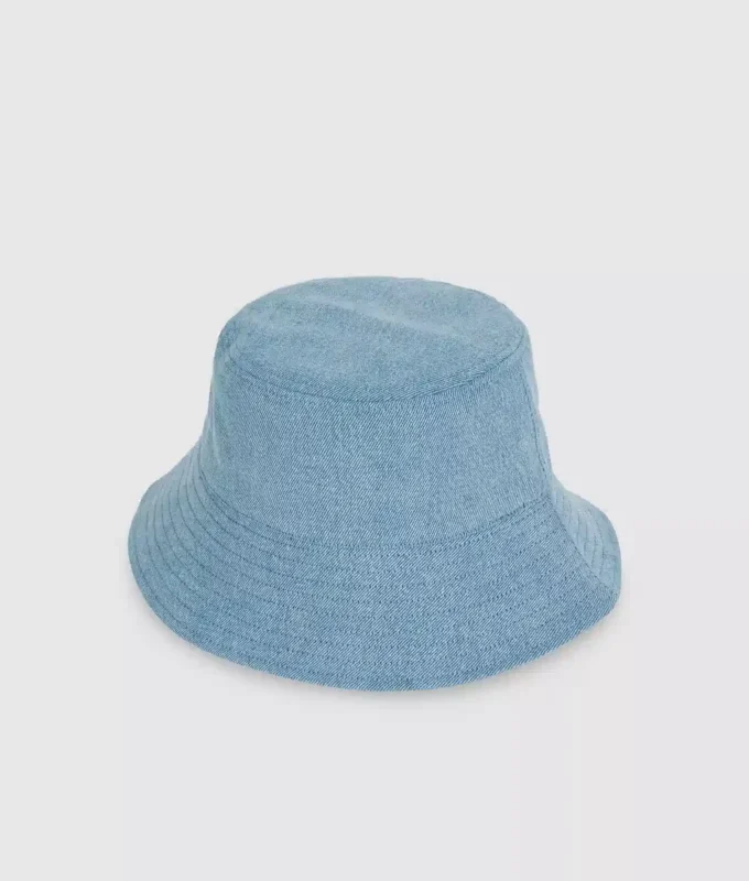 Cappello a secchiello in denim reversibile