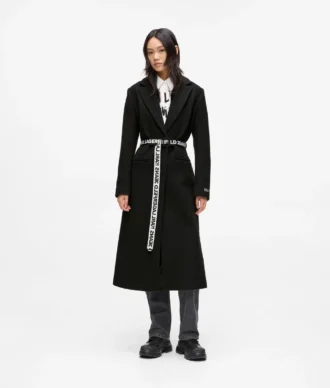 Cappotto con cintura con logo