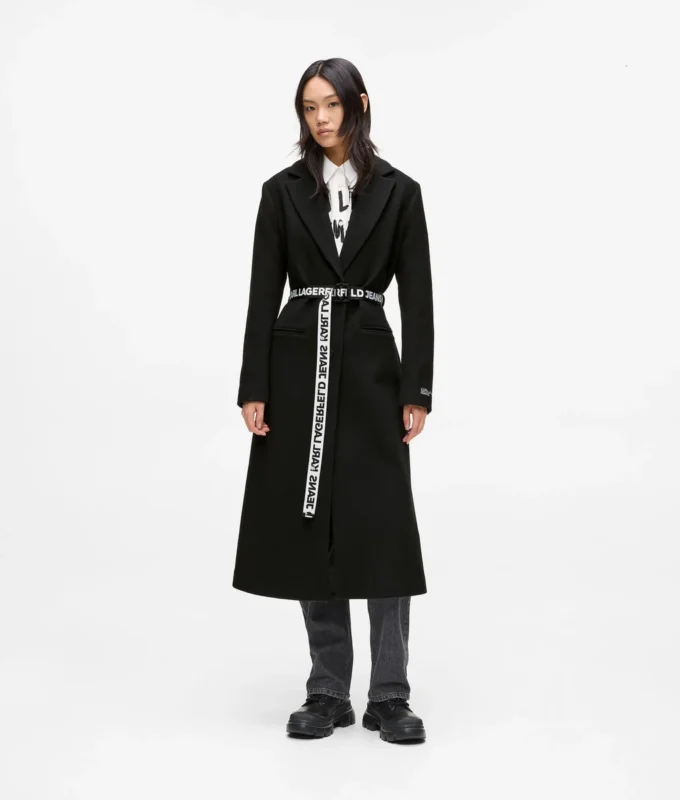 Cappotto con cintura con logo