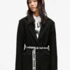Cappotto con cintura con logo