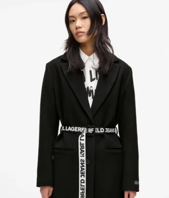 Cappotto con cintura con logo