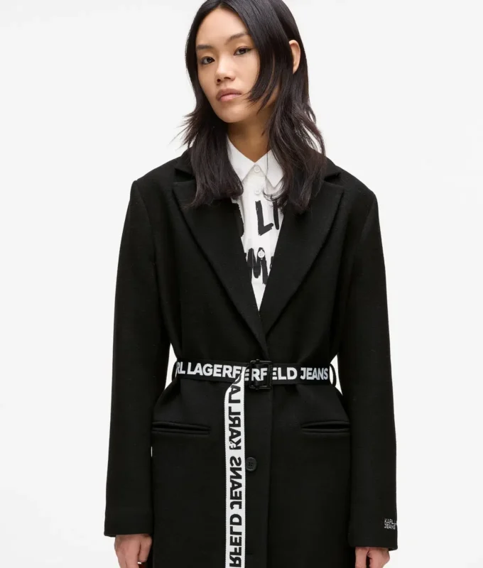 Cappotto con cintura con logo