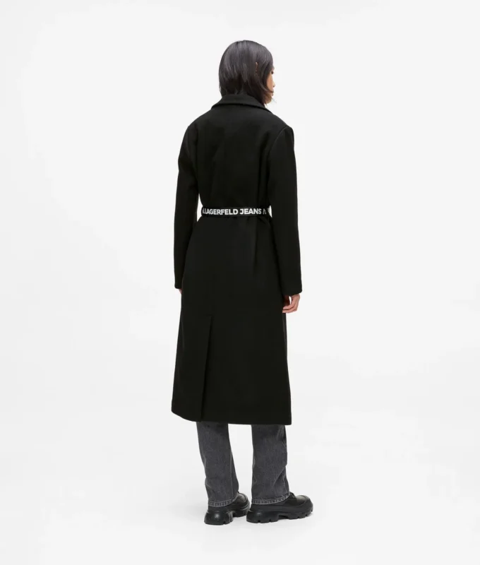 Cappotto con cintura con logo