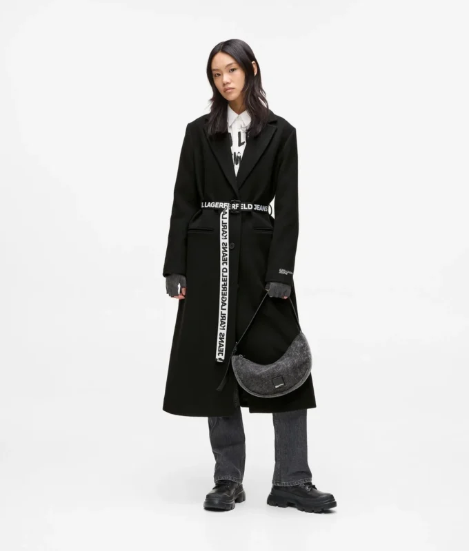Cappotto con cintura con logo
