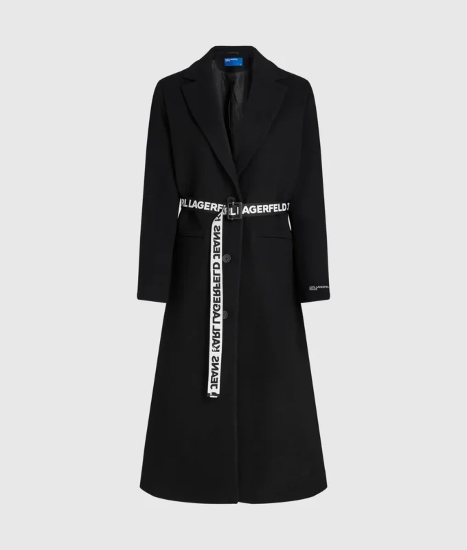 Cappotto con cintura con logo