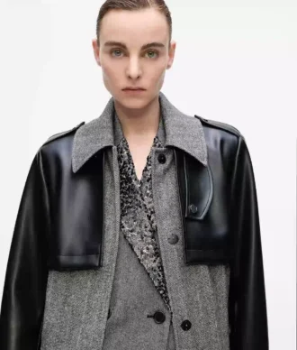 Cappotto in tweed e ecopelle