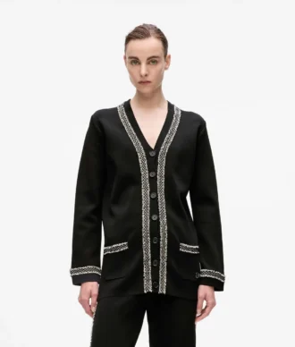 Cardigan con dettagli bouclé